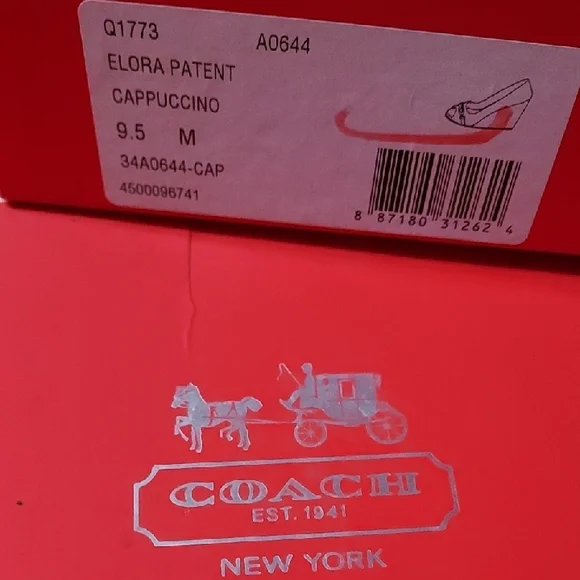 Coach Cream Elora Patent Cappuccino Wedge Shoes - Picture 2 of 11